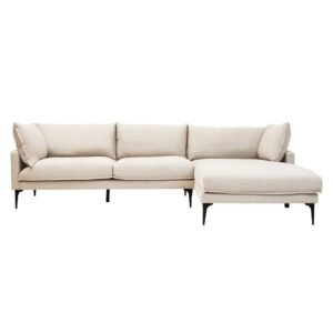 Toccoa Fabric Right Handed 3 Seater Sofa In Cream