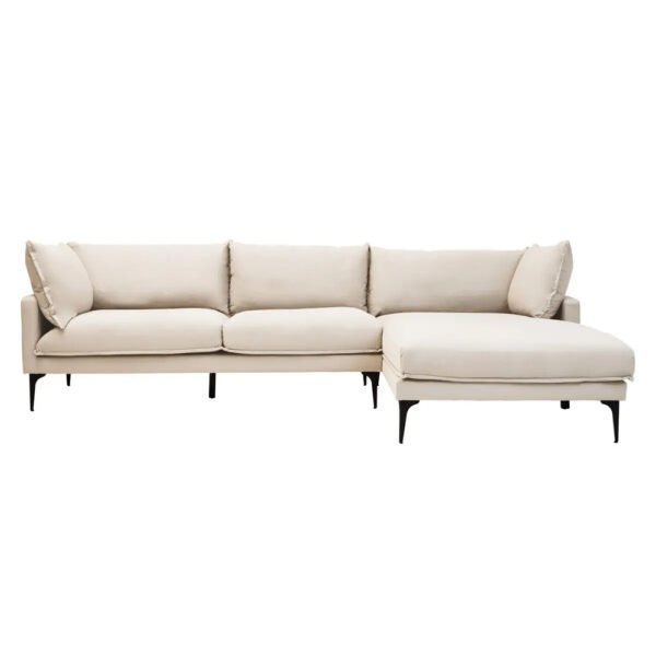 Toccoa Fabric Right Handed 3 Seater Sofa In Cream
