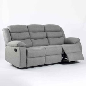 Torlix Fabric Recliner 3 Seater Sofa in Light Grey