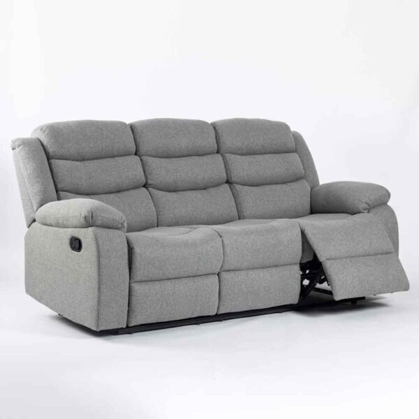 Torlix Fabric Recliner 3 Seater Sofa in Light Grey