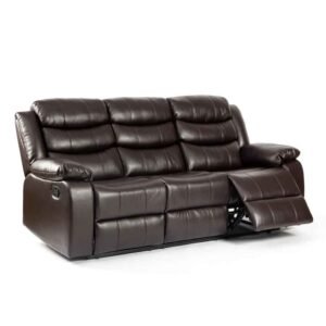 Torlix Faux Leather Recliner 3 Seater Sofa in Brown