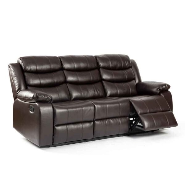Torlix Faux Leather Recliner 3 Seater Sofa in Brown