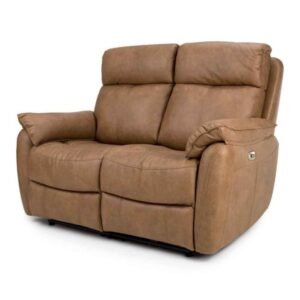 Torvani Faux Leather Electric Recliner 2 Seater Sofa in Brown
