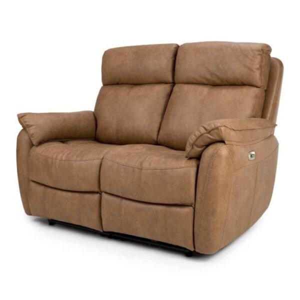 Torvani Faux Leather Electric Recliner 2 Seater Sofa in Brown