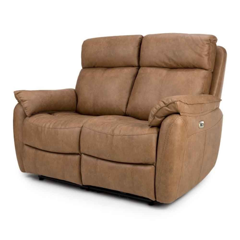 Torvani Faux Leather Electric Recliner 2 Seater Sofa in Brown