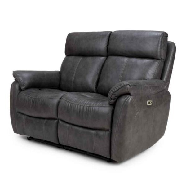 Torvani Faux Leather Electric Recliner 2 Seater Sofa in Dark Grey