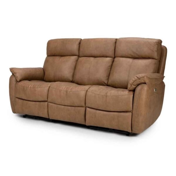 Torvani Faux Leather Electric Recliner 3 Seater Sofa in Brown