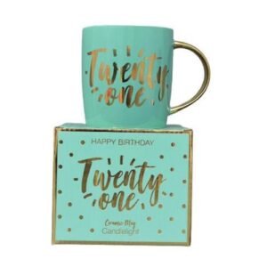 Candlelight Twenty One Teal & Gold Ceramic Mug