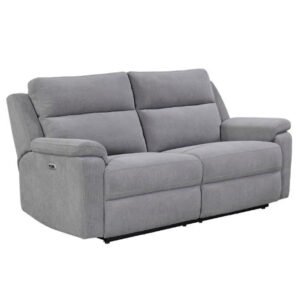 Tyrone Fabric Electric Recliner 3 Seater Sofa In Stone