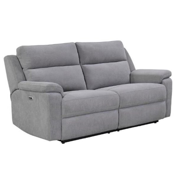 Tyrone Fabric Electric Recliner 3 Seater Sofa In Stone