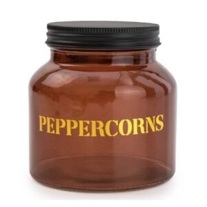 Vintage Amber Gold Glass Storage Jar 'Peppercorns' 12cm