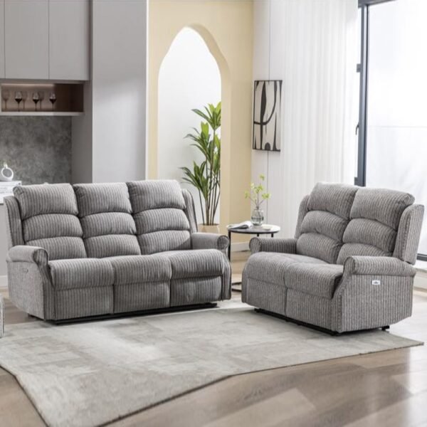Warth Fabric Electric Recliner 3+2 Seater Sofa Set – Latte