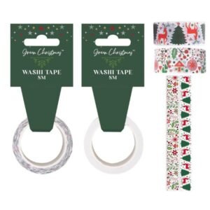 Christmas Festive Washi Paper Tape 8M Assorted Designs
