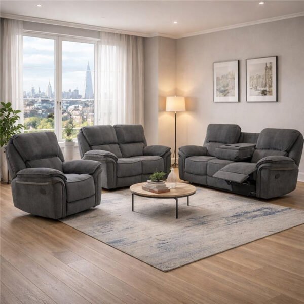 Wauchula Fabric Recliner 3+2+1 Seater Sofa Set – Stone