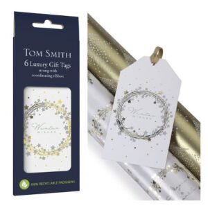 Tom Smith Golden Sparkle Christmas Wreath Gift Tags 6 Pack