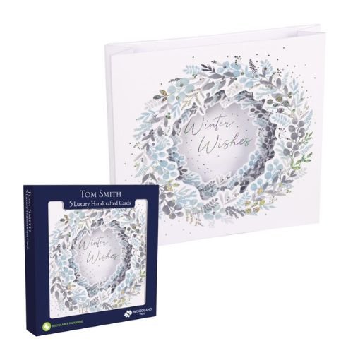 Tom Smith Luxury Handcrafted Wreath Christmas Cards 5 Pack