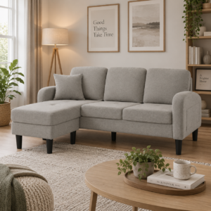 Compact Reversible Corner Sofa – Grey