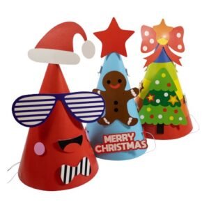 Christmas Time Christmas Party Hats 3 Pack Assorted Designs
