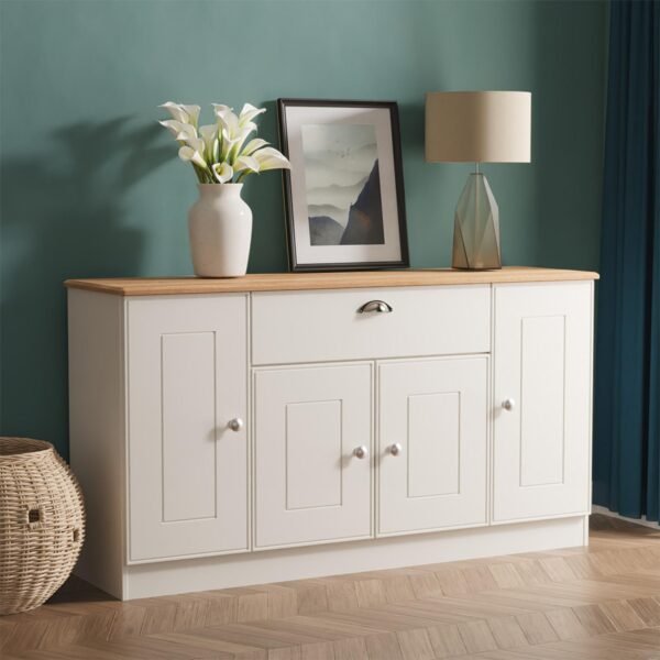 Welcome Victoria Wide 4 Door Grey & Riviera Oak Sideboard