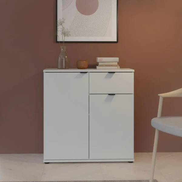 FTG Ganymede Compact Light Grey 2 Door 1 Drawer Sideboard