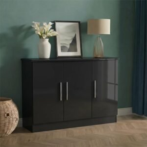 Welcome Knightsbridge Small 3 Door Gloss Black Sideboard