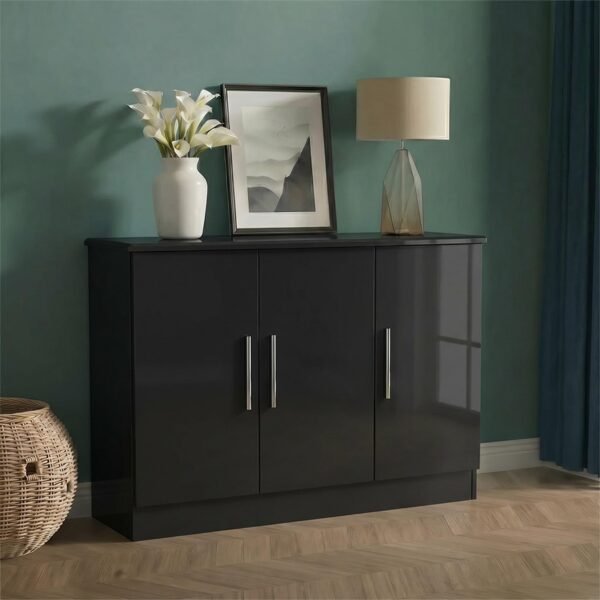 Welcome Knightsbridge Small 3 Door Gloss Black Sideboard
