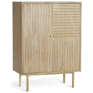 Samara Mango Wood & Gold-Detail Two-Door Sideboard – Natural