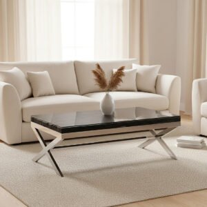Kerala Black Reclaimed Wood & Glass Coffee Table