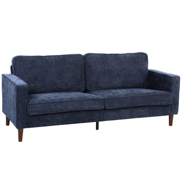 HOMCOM Dark Blue Velvet Button-Tufted 3-Seater Sofa