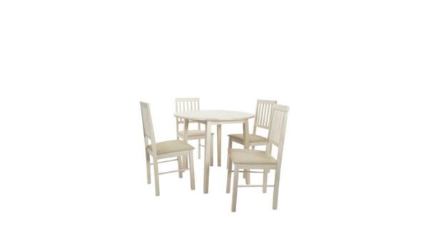 Kendal Oak-Finish Drop-Leaf Dining Table & 4 Fabric-Padded Chairs