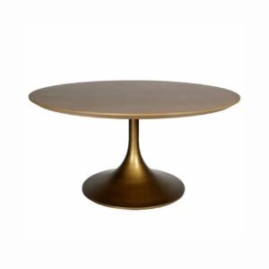 Brushed antique brass sculptural pedestal dining table