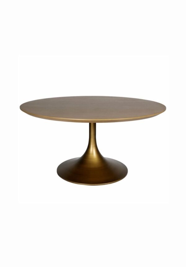 Brushed Antique Brass Sculptural Pedestal Dining Table