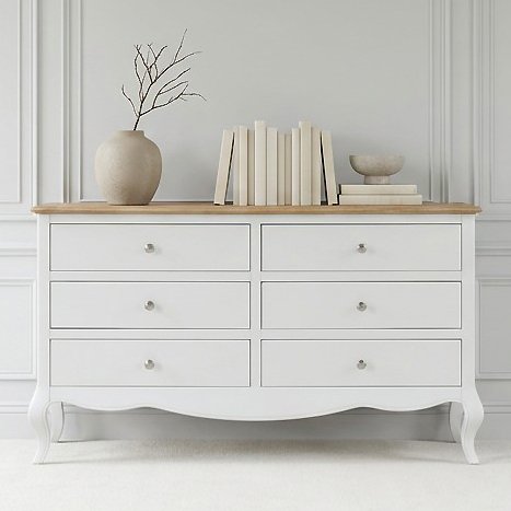 Lille French Chalk White 6 Drawer Wide Chest