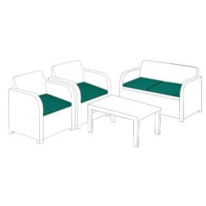 Gardenista Carolina green four-piece outdoor replacement rattan seat cushions
