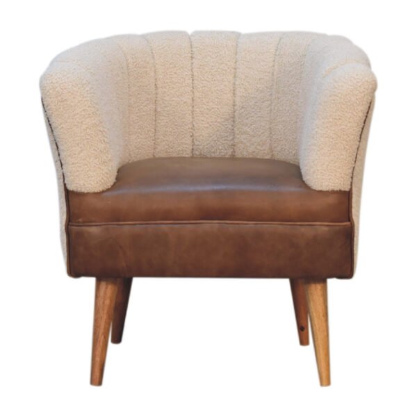 Bouclé Cream Buffalo-Hide Armchair