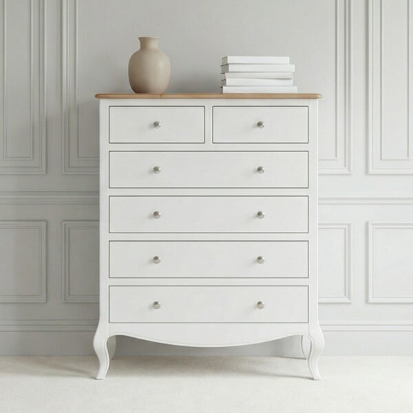 Lille French Chalk White 6 Drawer Tall Chest