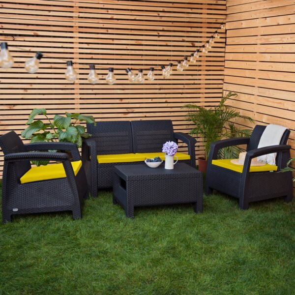 Gardenista Carolina 4-Piece Water-Resistant Rattan Seat Cushions – Yellow